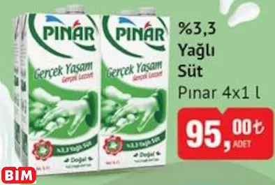 PINAR  %3,3 YAĞLI SÜT
